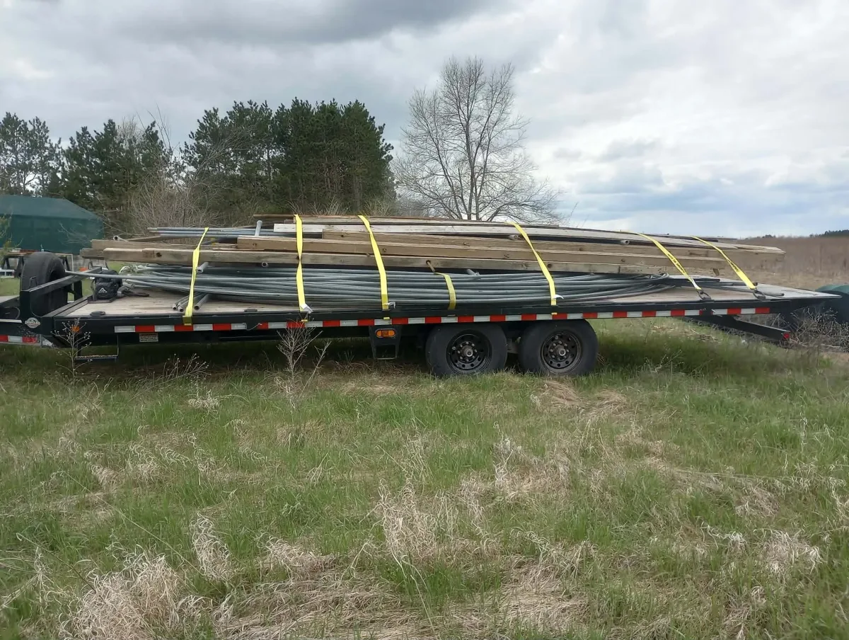 Greenhouse structure materials on our 24' deckover trailer