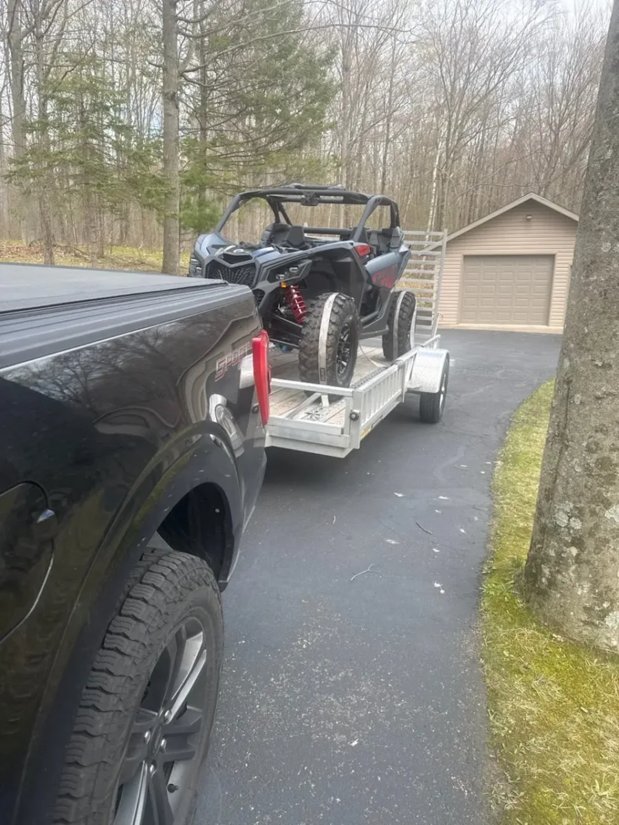 Can-Am Maverick SXS on our 14' utility trailer