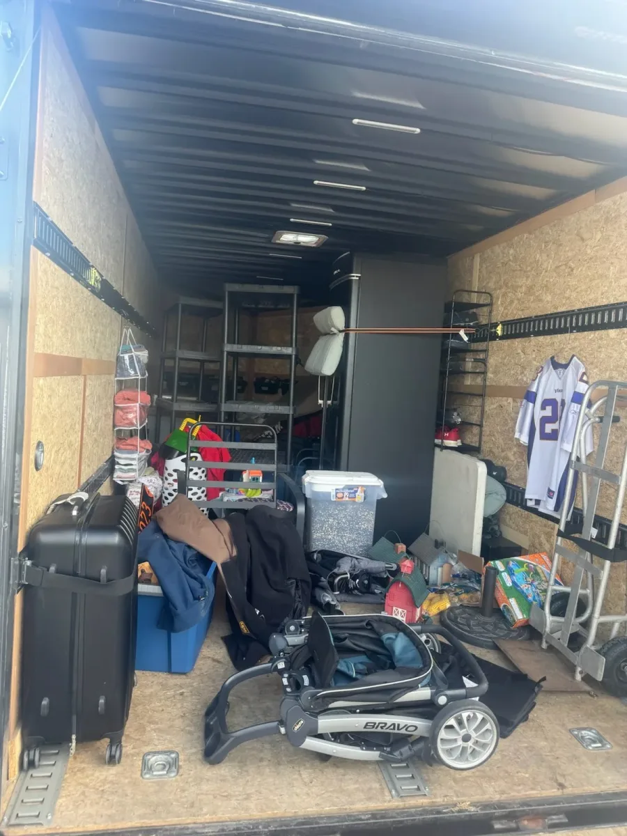 Household belongings in our 8.5x20' enclosed trailer