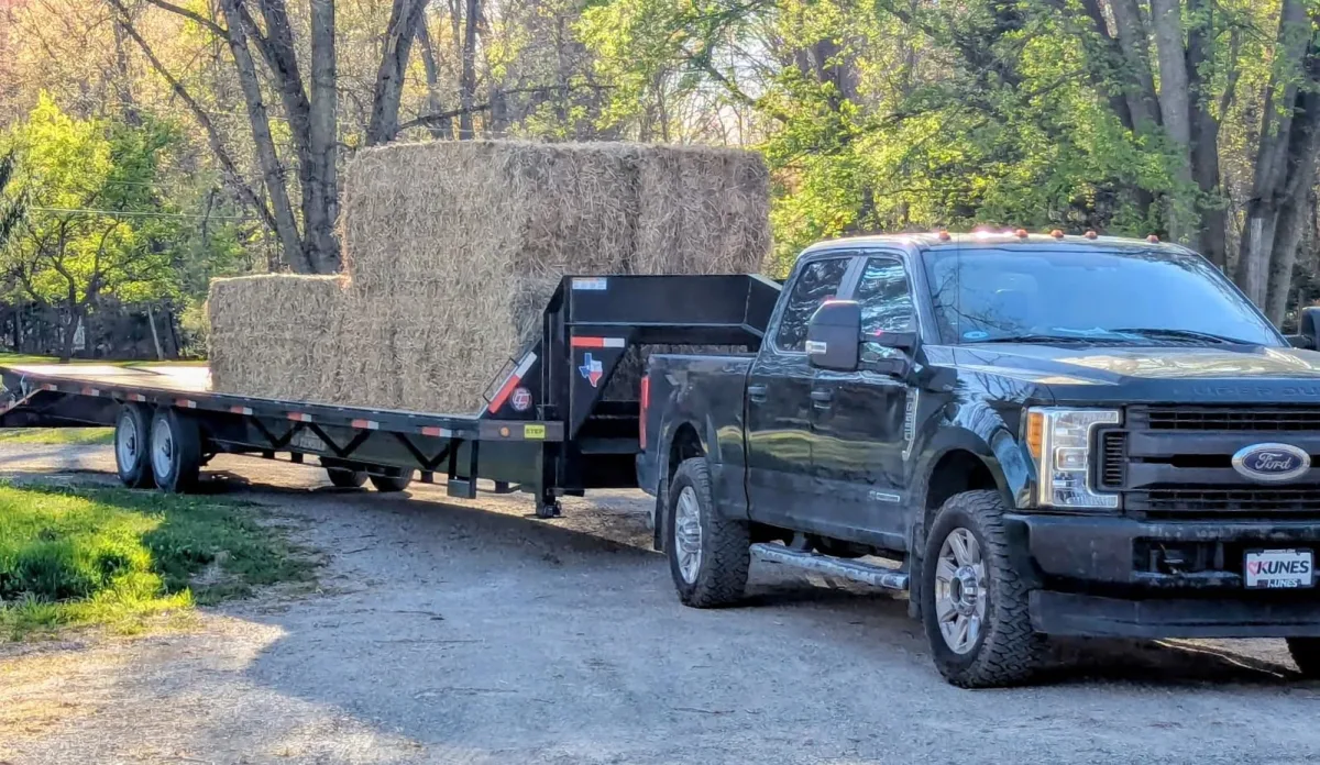 Hay bales on our 36ft gooseneck trailer