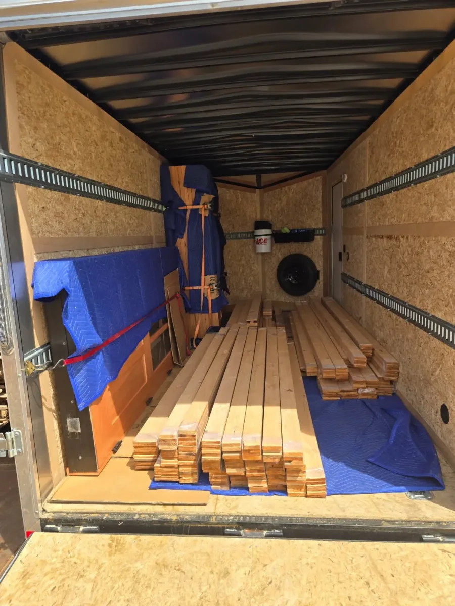Doors and trim in our 7x16' enclosed trailer