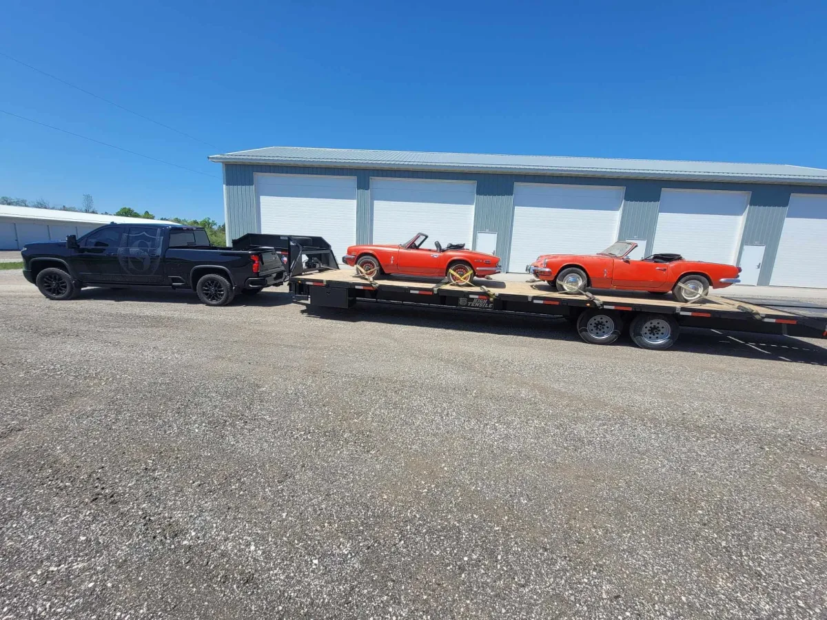 Our 36ft gooseneck hauling 2 classic cars