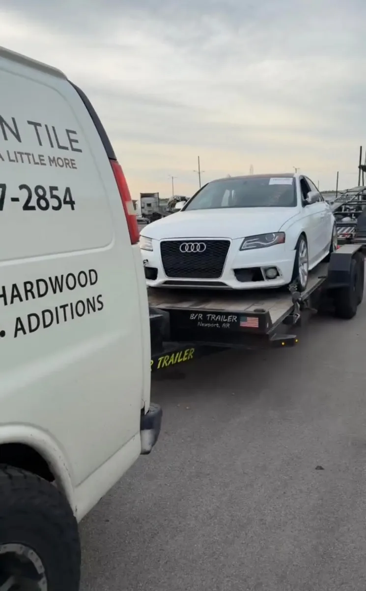 Our 20ft car hauler picking up an Audi