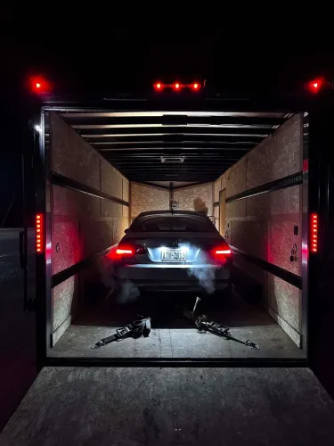 BMW 335i in our 20ft enclosed trailer