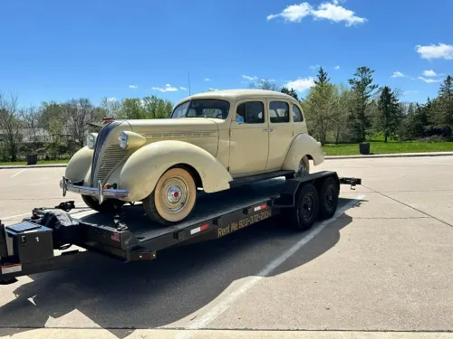 Classic car on our 20ft flatbed trailer