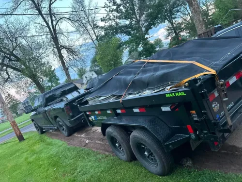 Our 6x12' dump trailer picking up scrap