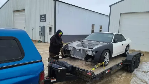 Nissan 240SX on our 20ft car hauler trailer