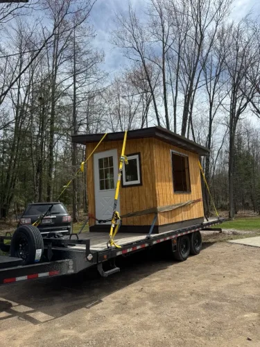 Shed on our 24ft deckover tilt trailer