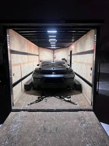 Chevy Camaro SS in our 8.5 x 20 enclosed trailer