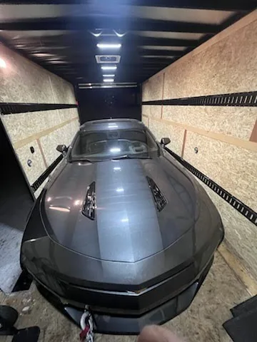 Chevy Camaro SS in our 8.5 x 20 enclosed trailer