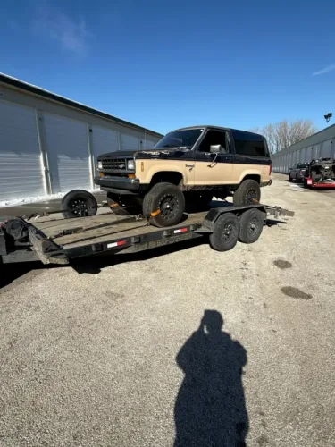 Bronco on our 20ft flatbed trailer