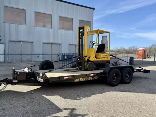 Forklift on 20ft car hauler trailer