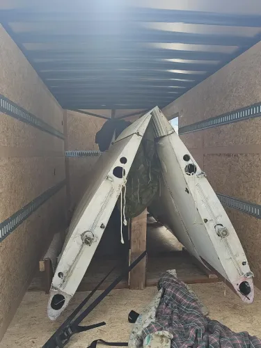 Airplane wings in our 7x16' enclosed trailer