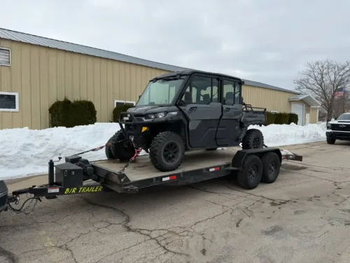 Polaris UTV on our 20ft flatbed trailer