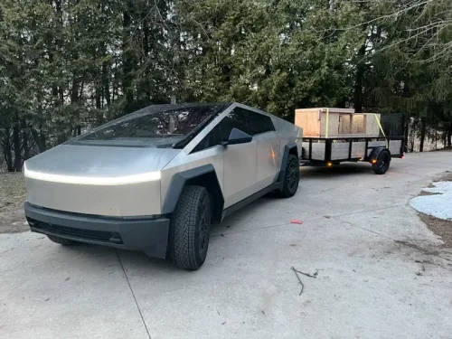 Cybertruck pulling our 12' utility trailer
