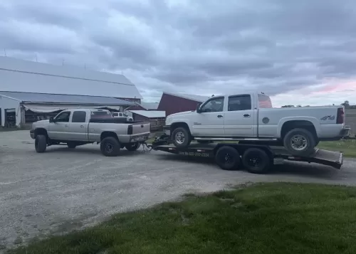 Chevy 2500 on 20ft car hauler trailer