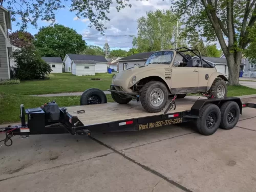 VW Bug on 20ft car hauler trailer