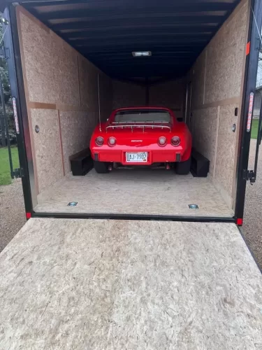 Corvette in 8.5x20' enclosed trailer