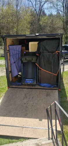 Moving household belongings in our 20ft enclosed trailer