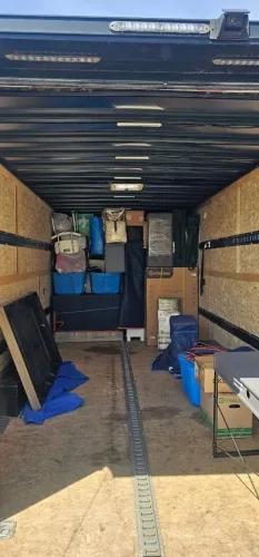 Moving household belongings in our 20ft enclosed trailer