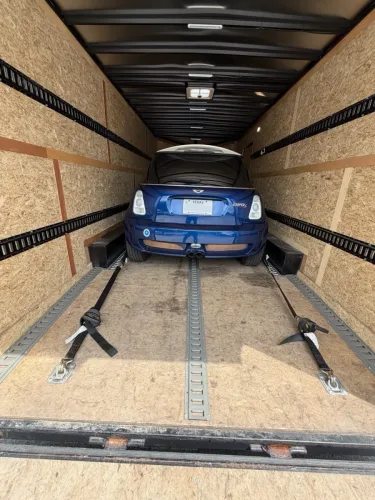 Mini Cooper S in our 8.5x20' enclosed trailer