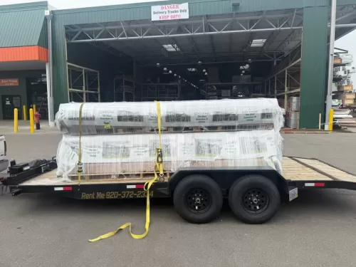 Building materials on 20ft car hauler trailer