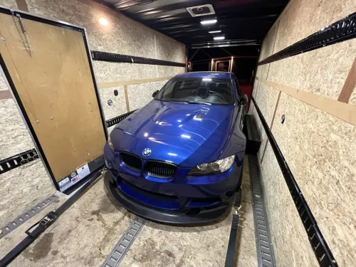 BMW M3 in our 8.5x20' enclosed trailer