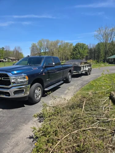 Our 7x14' dump trailer hauling brush