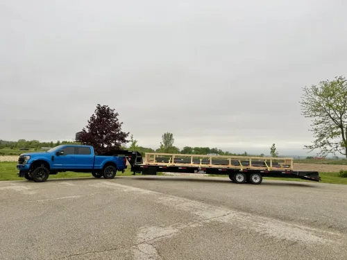 Large pergola pallet on our 36ft gooseneck trailer