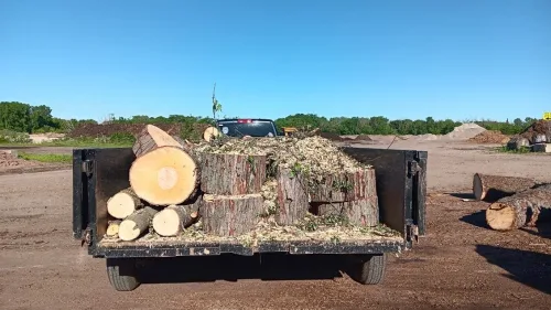 Logs in our 7x14' dump trailer