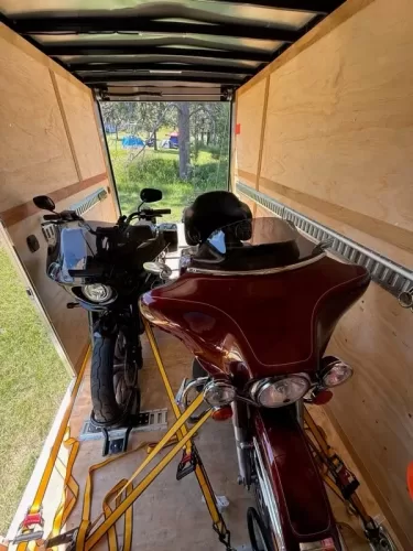 6x12' enclosed trailer with two motorcycles