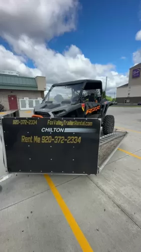 SXS on 2-place snowmobile trailer