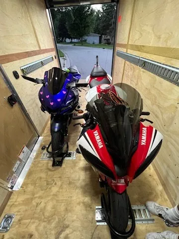 Motorcycles in our 6x12' enclosed trailer