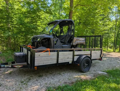 Polaris Ranger UTV in our 12' utility tailer