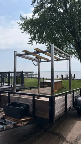 Our 12' utility trailer hauling a boat lift