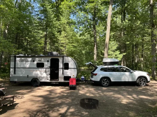 Our 21ft camper at a campsite