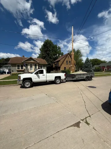 Our 7x14' dump trailer hauling gravel