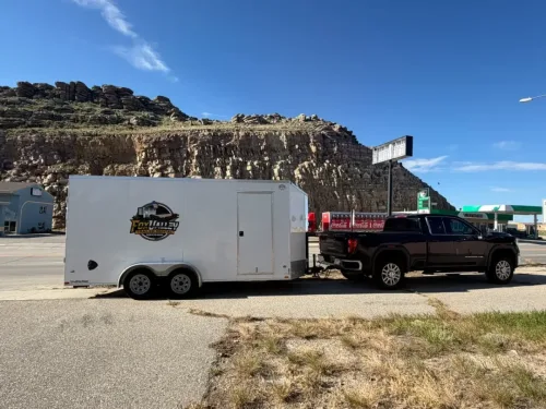 Our 7x16' enclosed trailer in Wyoming