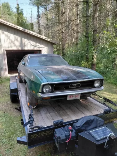 Classic Mustang on 20ft car hauler 