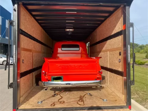 Classic truck in 8.5x20’ enclosed trailer