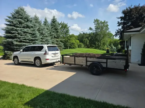 Our 12' utility trailer hauling some mulch