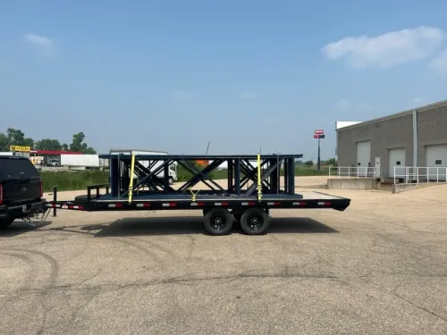 Our 20ft deckover trailer hauling racking
