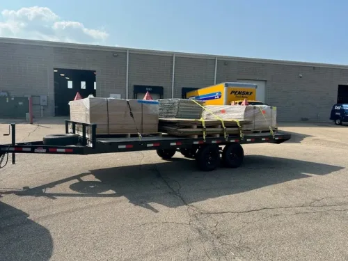 Our 20ft deckover trailer hauling drywall and materials