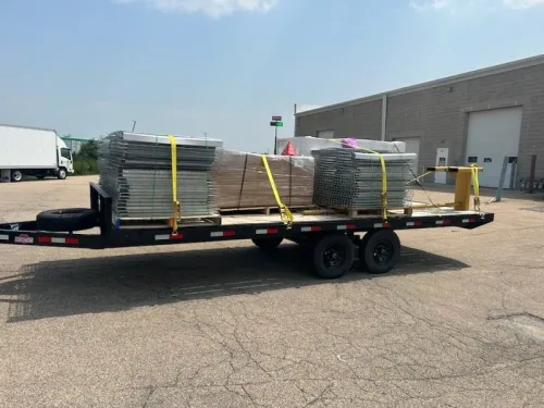 Our 20ft deckover trailer hauling drywall and materials