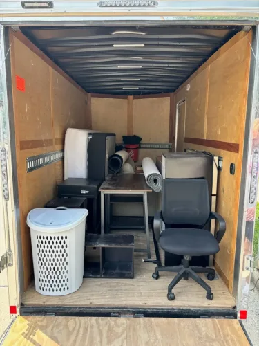 Our 6x12' enclosed trailer hauling personal belongings