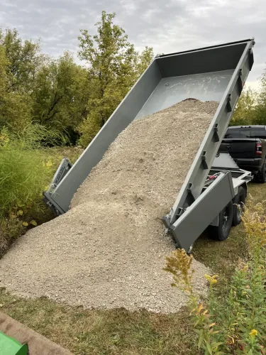 Gravel in our 7x14' dump trailer