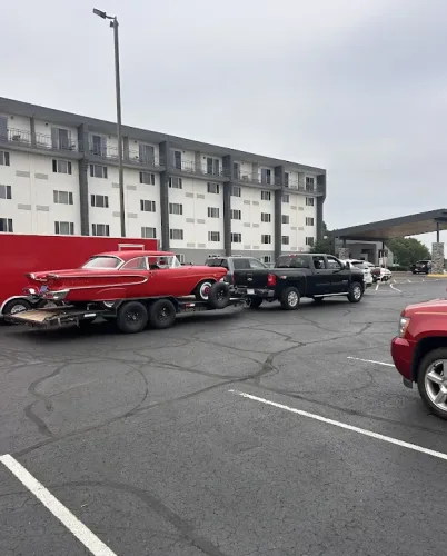 Our 20ft flatbed trailer hauling a classic car