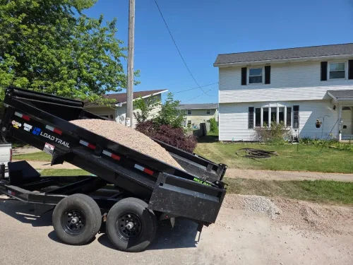 Our 6x12' dump trailer hauling some gravel