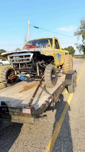 Race truck on 20ft car hauler