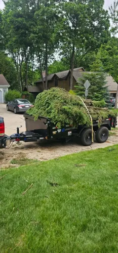 Our 6x12' dump trailer hauling brush